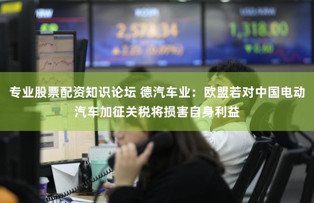 专业股票配资知识论坛 德汽车业：欧盟若对中国电动汽车加征关税将损害自身利益